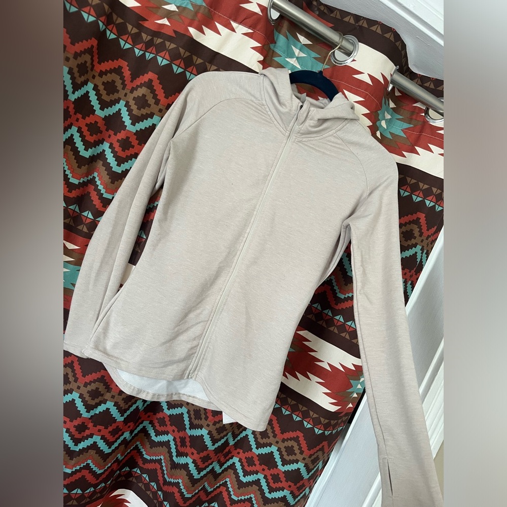 Beige athletic zip up.